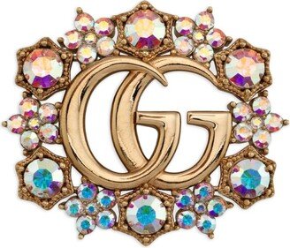 Double G crystal-embellished brooch