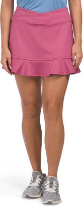 UPF 50 Flounce Ruffle Hem Tennis Skort With Crossover Waistband for Women