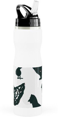 Photo Water Bottles: Chickens - Neutral Stainless Steel Water Bottle With Straw, 25Oz, With Straw, Black