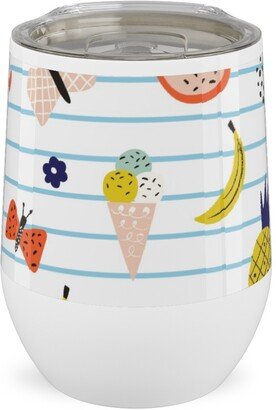 Travel Mugs: Summer Loving Stripe - Multi Stainless Steel Travel Tumbler, 12Oz, Multicolor