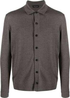 Polo-Collar Merino Wool Cardigan