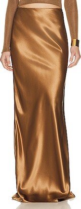 Silk Maxi Skirt in Metallic Gold