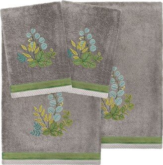 Linum Home Textiles Turkish Cotton Botanica Embellished Towel Set, 4 Piece