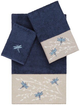 Braelyn 3-Piece Embellished Towel - Navy