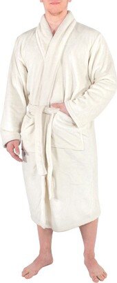 Hudson Home Collection Mens Boy Shawl Collar Plush Robe, Cream, Small Medium (Sm)