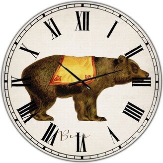 Designart Circus Animals Bear Oversized Cottage Wall Clock - 36 x 36