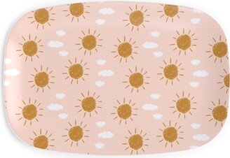 Serving Platters: Little Golden Sun - Pink Serving Platter, Pink