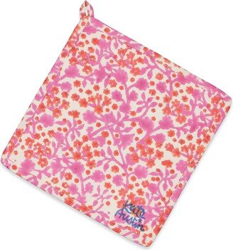 Kate Austin Designs Organic Cotton Quilted And Insulated Pot Holder In Pink Floral Melody Block Print - Set Of Two