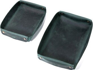 Roarcraft Leather Valet Tray - Set Of 2 - Green