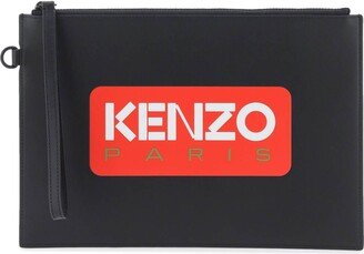 Large logo leather pouch