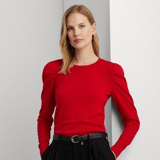 Ralph Lauren Cotton-Blend Puff-Sleeve Sweater