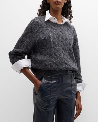 Lurex Cable-Knit Mohair Wool Sweater