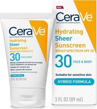 Hydrating Sheer Sunscreen Lotion for Face and Body - SPF 30 - 3 fl oz