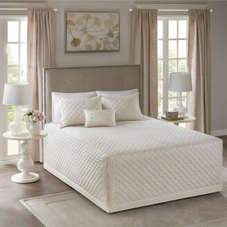 Gracie Mills Breanna 4 Piece Tailored Bedspread Set, Ivory - Queen