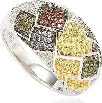 Suzy Levian Sterling Silver Cubic Zirconia Modern Italian Multi-colored Exotic Ring