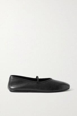 Elastic Leather Ballet Flats - Black