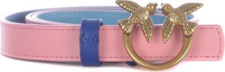 Belt Double-face love Berry In Leather