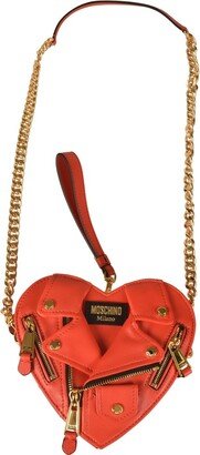 Heart Biker Zip Detailed Shoulder Bag