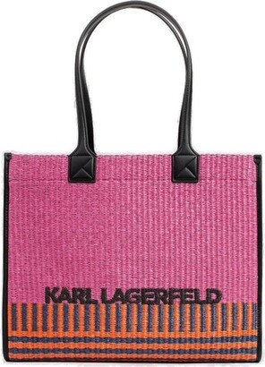 Logo Embroidered Woven Tote Bag-AA