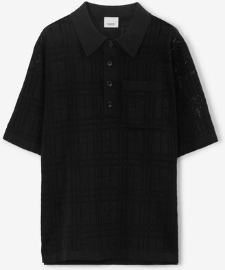 Check Technical Cotton Oversized Polo Shirt