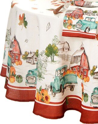 Farm Fresh Pumpkin Truck Fall Round Tablecloth 70