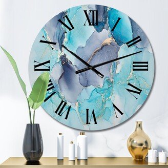 Designart 'Turquoise And Purple Luxury Abstract Fluid Art' Modern wall clock