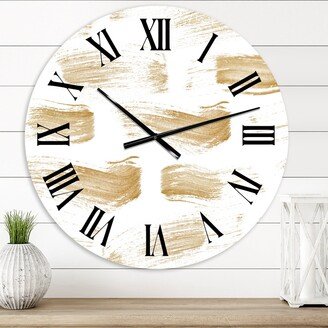 Designart 'Golden Abstract Strokes' Modern wall clock