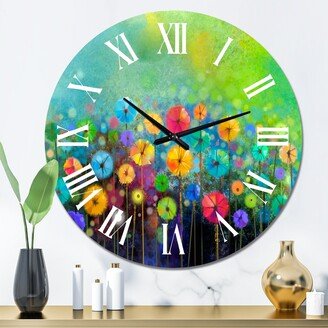 Designart 'Yellow and Red Flowers' Traditional wall clock