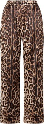 Leopard-print satin pajama pants-AA