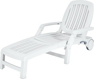 Versatile Adjustable Outdoor Sun Lounger with All-Weather Wheels - 65.5 x 29 x16.5-37