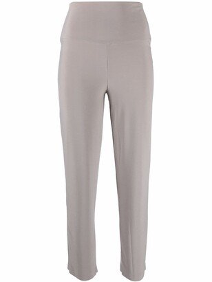 High-Waisted Slim-Fit Trousers-AE