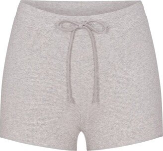 Cotton Rib Drawstring Short | Light Heather Grey