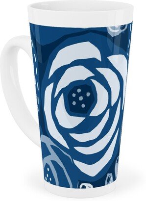 Mugs: Papercut Roses Tall Latte Mug, 17Oz, Blue