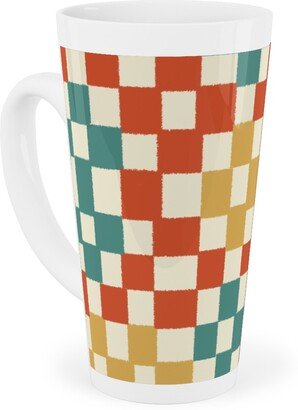 Mugs: Wonky Checkerboard - Multi Tall Latte Mug, 17Oz, Multicolor