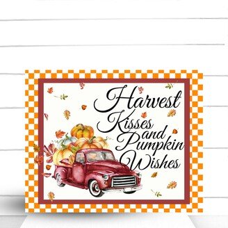 Wreath Sign, Harvest Wishes & Pumpkin Kisses Fall Truck Sugar Pepper Designs, Door Decor, Sign For