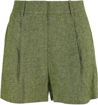 Pleated Above-Knee Shorts