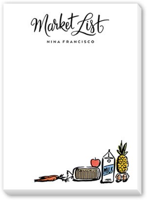 Notepads: Market List 5X7 Notepad, White, Matte