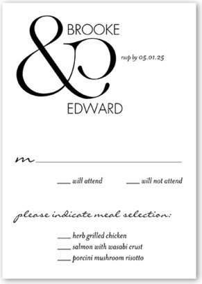 Rsvp Cards: Ampersand Accent Wedding Response Card, White, Matte, Pearl Shimmer Cardstock, Square