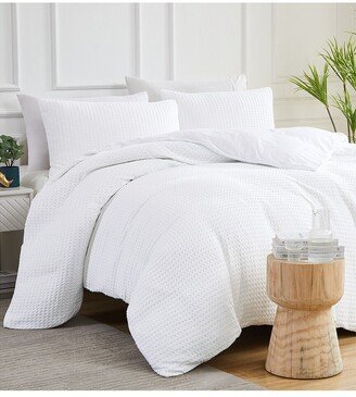 White Waffle 100% Cotton Duvet Cover Set