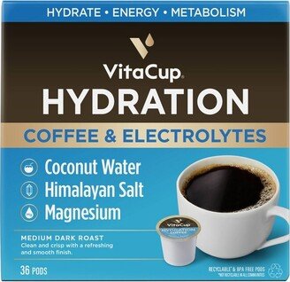 VitaCup Hydration Coffee Pods w/ Electrolytes & Magnesium Medium Roast Coffee - 36ct