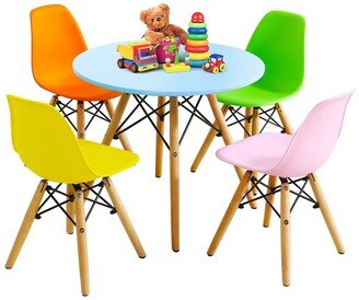 5 PC Kids Colorful Round Table Chair Set w/ 4 Armless Chairs - See Details