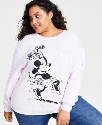 Trendy Plus Size Laughing Minnie Crewneck Sweatshirt