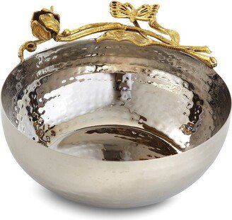 Curata Hammered Stainless Steel with Golden Butterfly Garden Trim Salad Bowl