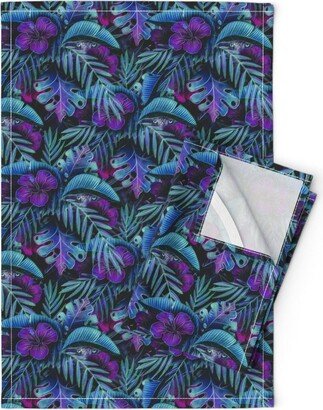 Violet Jungle Tea Towels | Set Of 2 - Glow By Ashleyinthestars Floral Nature Wallpaper Moody Linen Cotton Spoonflower