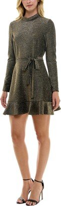 Juniors' Metallic Ruffled A-Line Dress