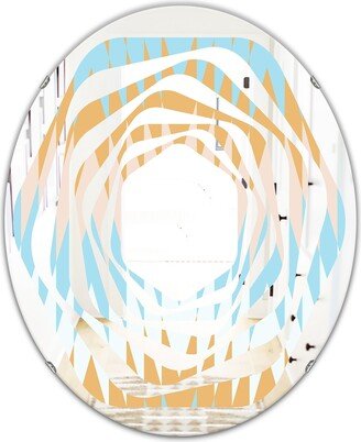 Designart 'Retro Abstract Design VI' Printed Modern Round or Oval Wall Mirror - Whirl