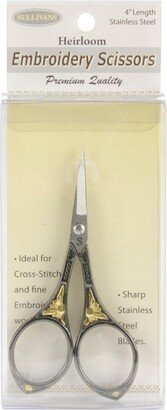 Sullivans Heirloom Embroidery Scissors 4-Gunmetal & Gold Round Handle