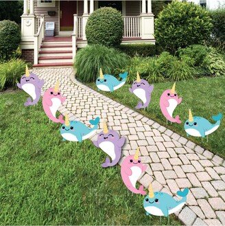 Big Dot Of Happiness Narwhal Girl - Lawn Decor - Outdoor Party Yard Decor - 10 Pc