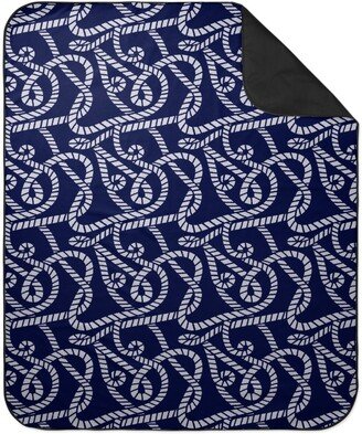 Picnic Blankets: Nautical Rope On Navy Picnic Blanket, Blue