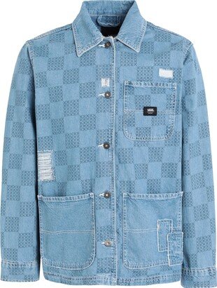 Mended Check Denim Printed Jacket Denim Outerwear Blue